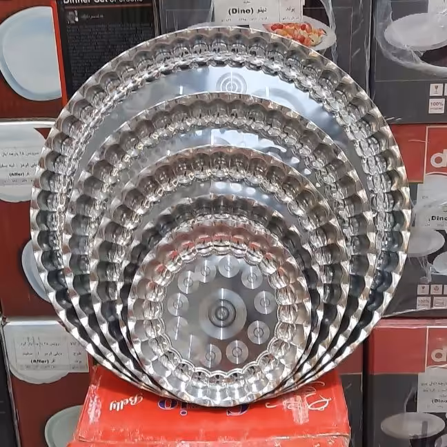  سرویس سینی استیل 6 سایزی انگشتی تمام استیل 