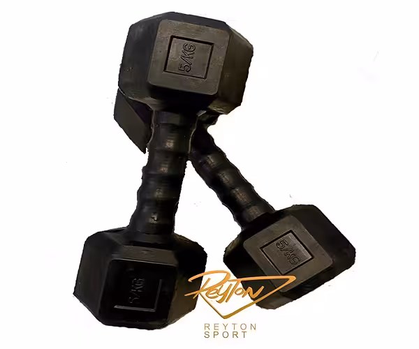 دمبل شش ضلعی 5 کیلویی روکش دار