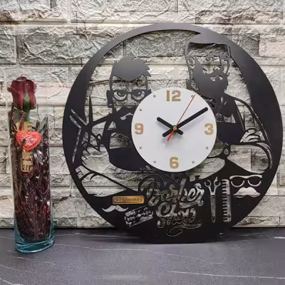 ساعت دیواری آذرلاکچری طرح آرایشگاه مردانه کد men12