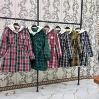 کت چهارخانه چهارجیب کمر گت دار داخل پشمی پارچه چهارخانه کشمیر