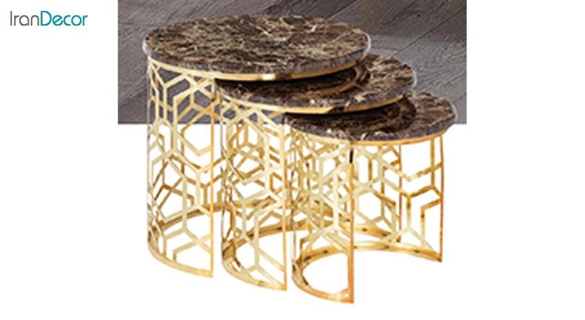 ست میز عسلی سه تکه طرح سنگ ماد مدل ریتا