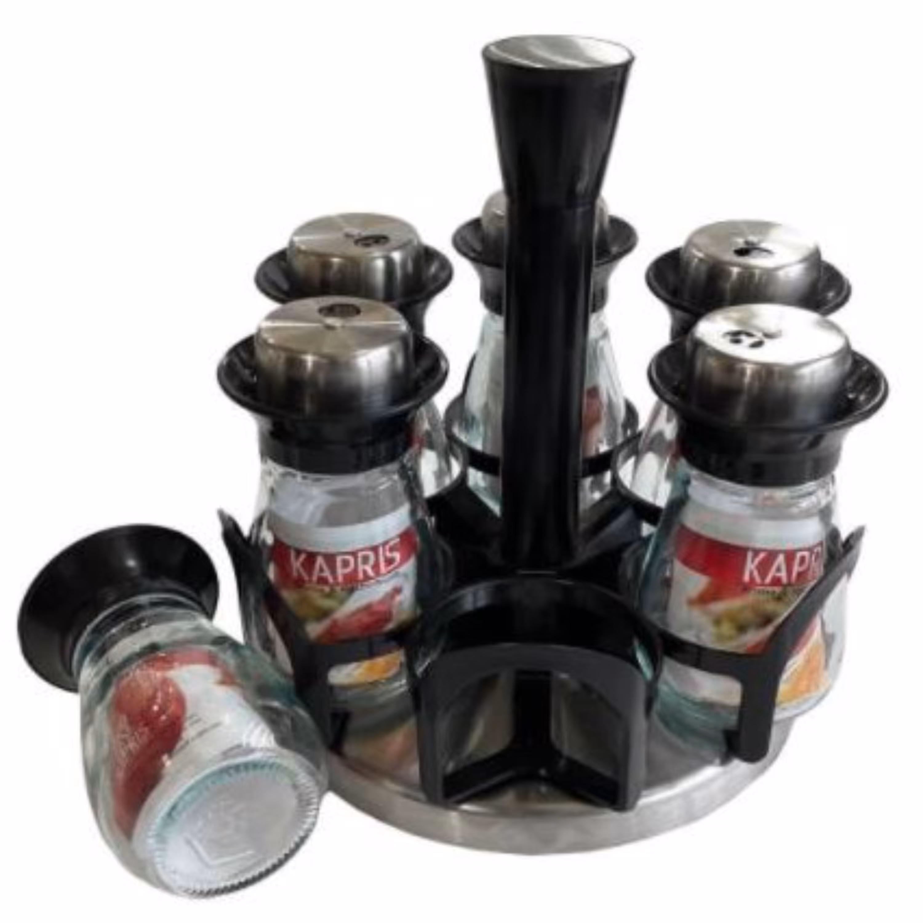 ست جا ادویه 6 پارچه کاپریس مدل بیوتی گردان ساده