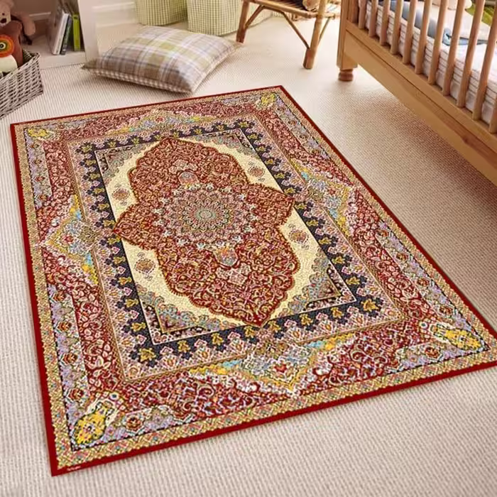 کاور فرش کشدار  کد rh115710 طرح سنتی بسیار بسیار  زیبا و عالی و با کیفیت عالی 4 متر ی