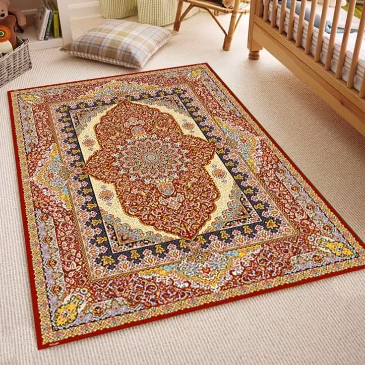 کاور فرش کشدار  کد rh115710 طرح سنتی بسیار بسیار  زیبا و عالی و با کیفیت عالی 4 متر ی
