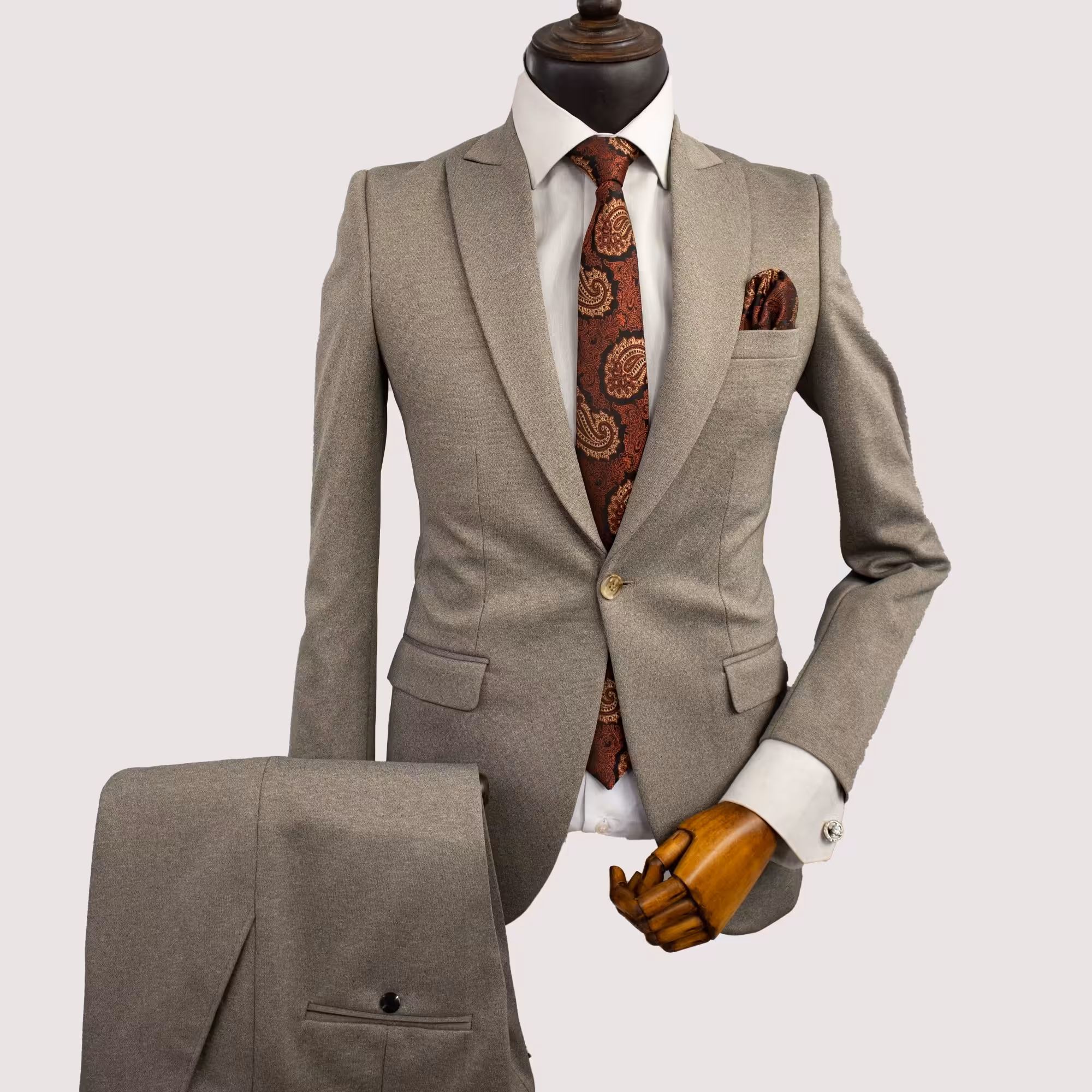 کت و شلوار مردانه کرم متوسط پارچه سوپر کش با ارسال رایگان