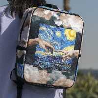 کوله پشتی  ونگوگ و خلقت آدم  جنس  مخمل کوبیده BK0062