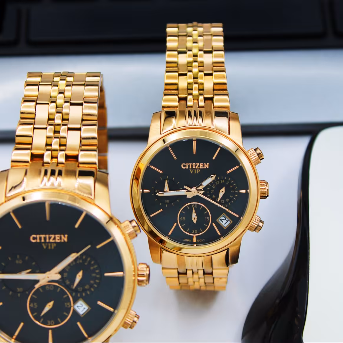 ساعت مچی ست زنانه و مردانه سیتیزن-بندفلزی3موتور فعال(کرنوگراف)مدلvip.302