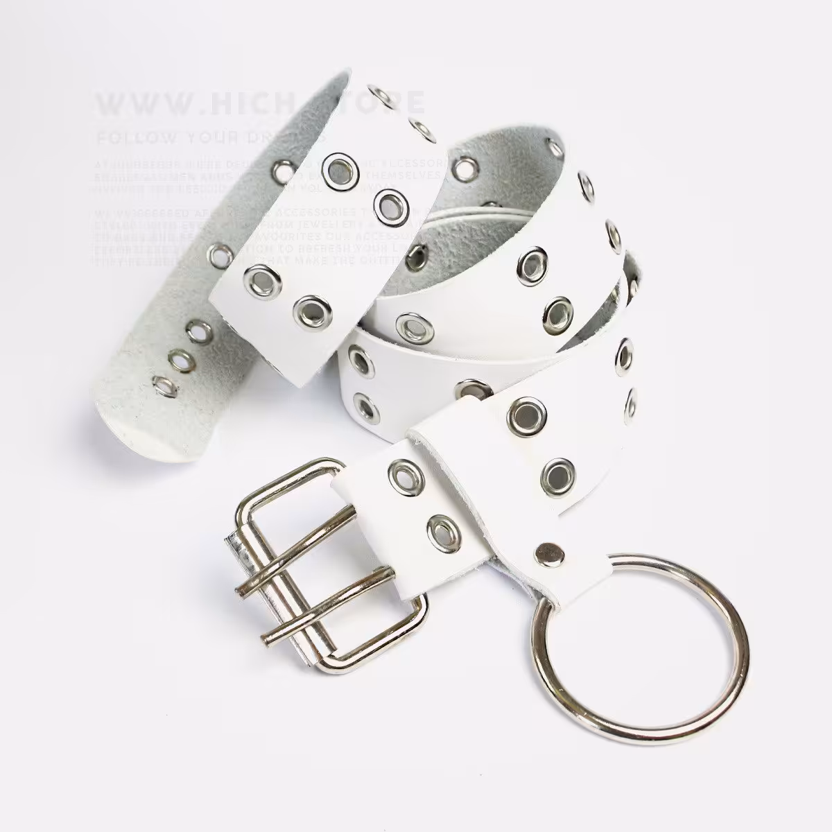 کمربند دو پانچ حلقه دار سفید