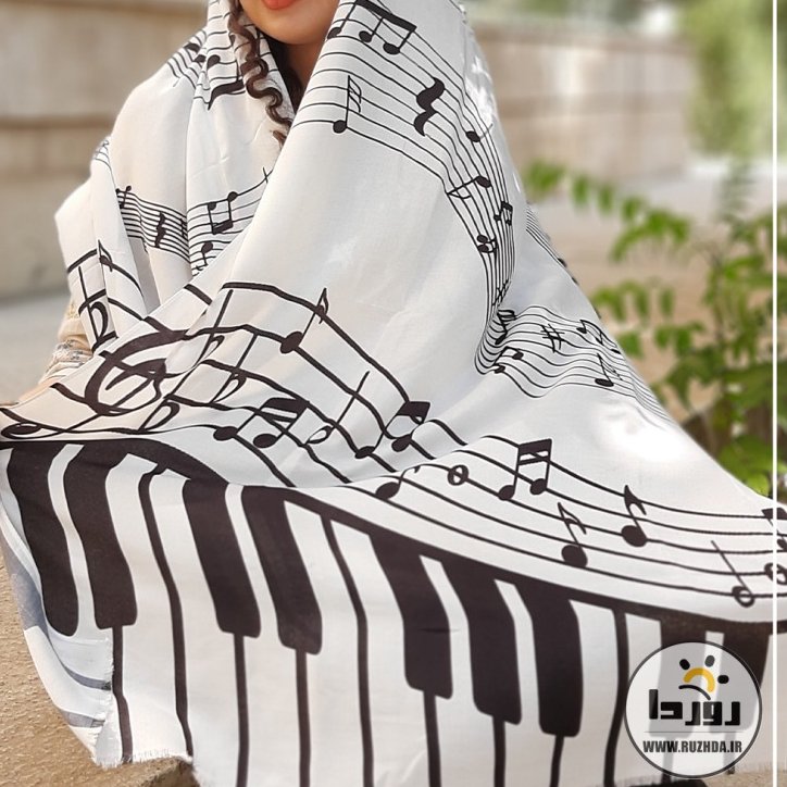 شال موسیقی کد 5 پیانو سفید قواره 2 در 70 کد بسیار لطیف
