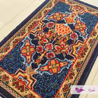 گلیم ماشینی 60 در 100 نقشه بوته سرمه ای 