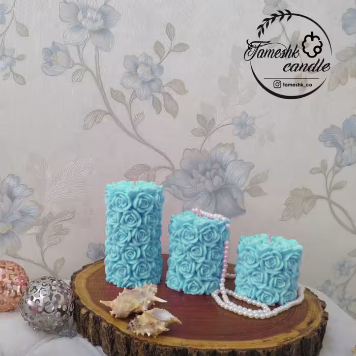 ست شمع استوانه گلدار