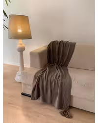 شال مبل راه راه خاکی کرک Kork سایز 140×180 سانتی متر