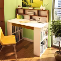 میز تحریر پُرقفسه ابرا (ثابت) - MDF - کاملا سفید