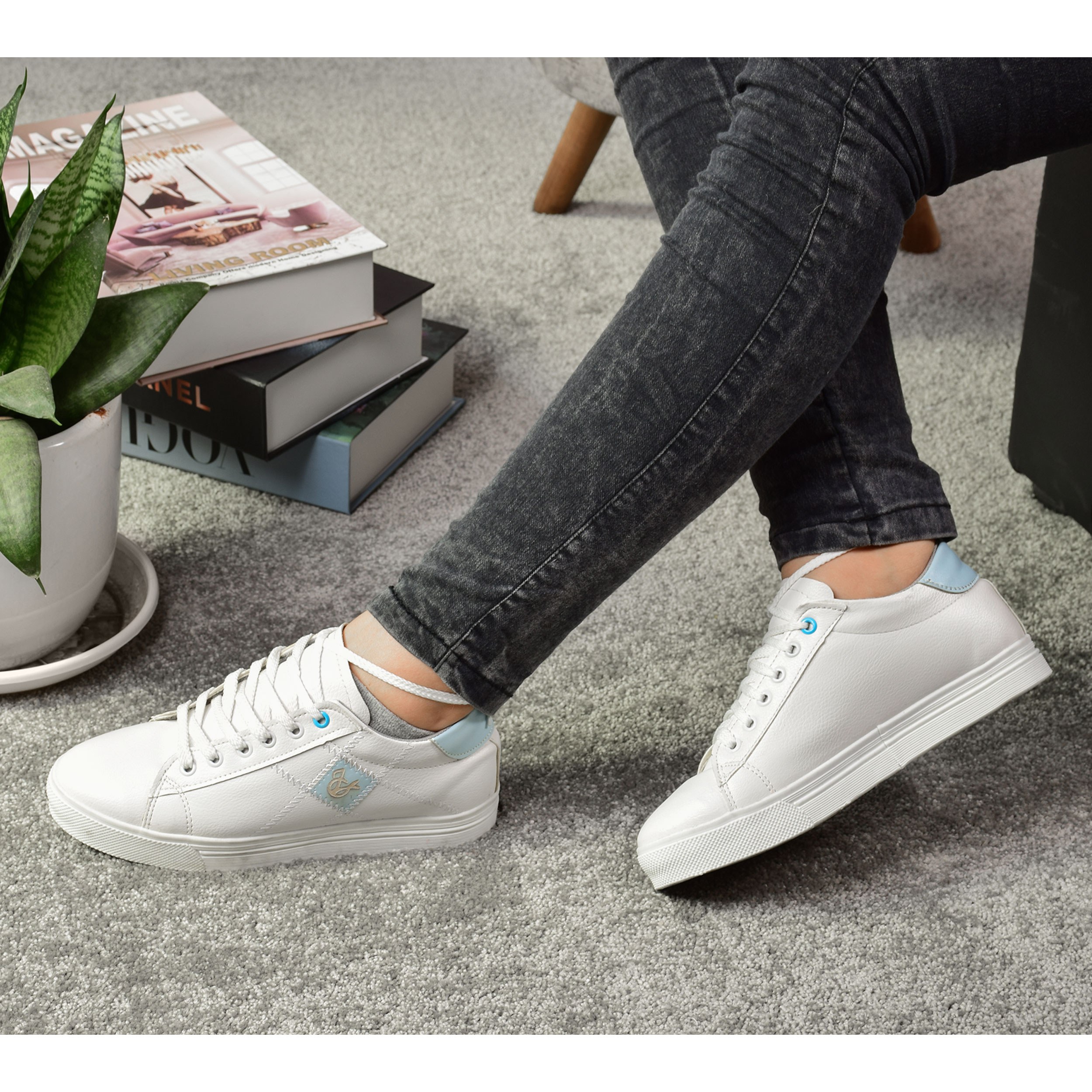 کفش زنانه ونس بغل زیگزاگ کد 2630 سفید