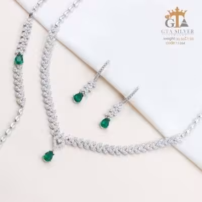 سرویس نقره زنانه و مجلسی با آبکاری طلا تایلندی کد 11264