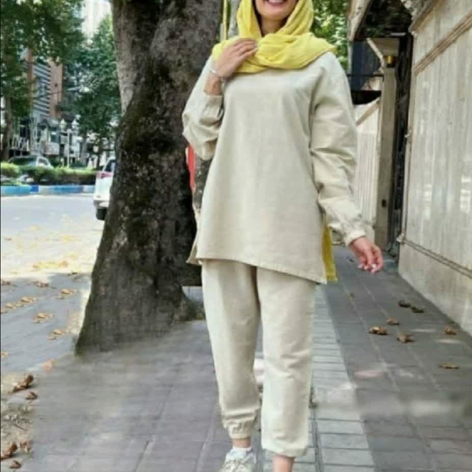 ست بلوز و شلوار خنک تابستانی،الیاف طبیعی،فری سایز،رنگ ثابت،بدون ابرفت