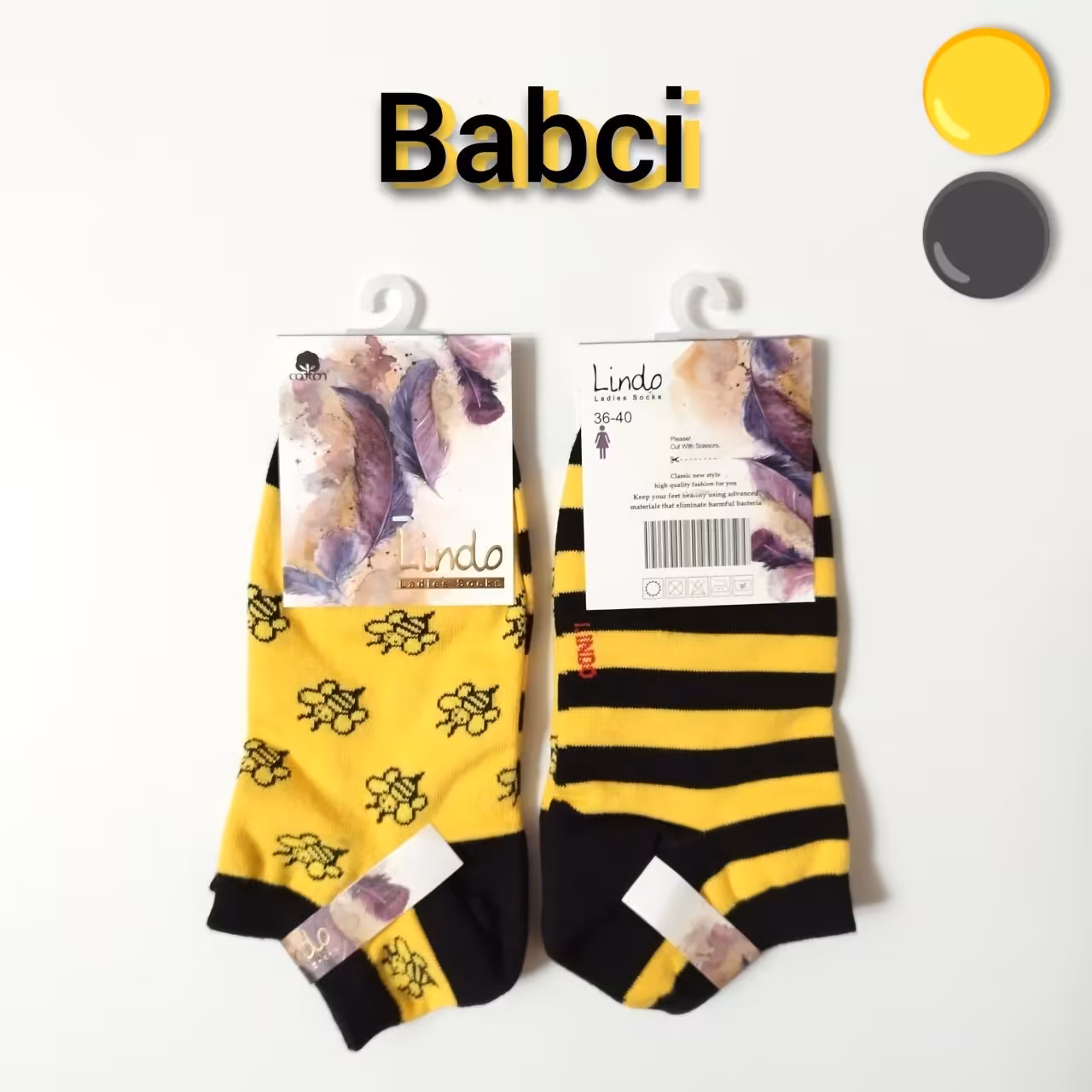 جوراب دخترانه و زنانه تا به تا طرح زنبوری جنس پنبه