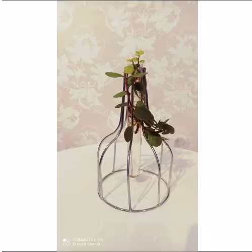 گلدان فلزی_دورنگ طلایی وسیلور_مناسب برای گل وگیاه طبیعی