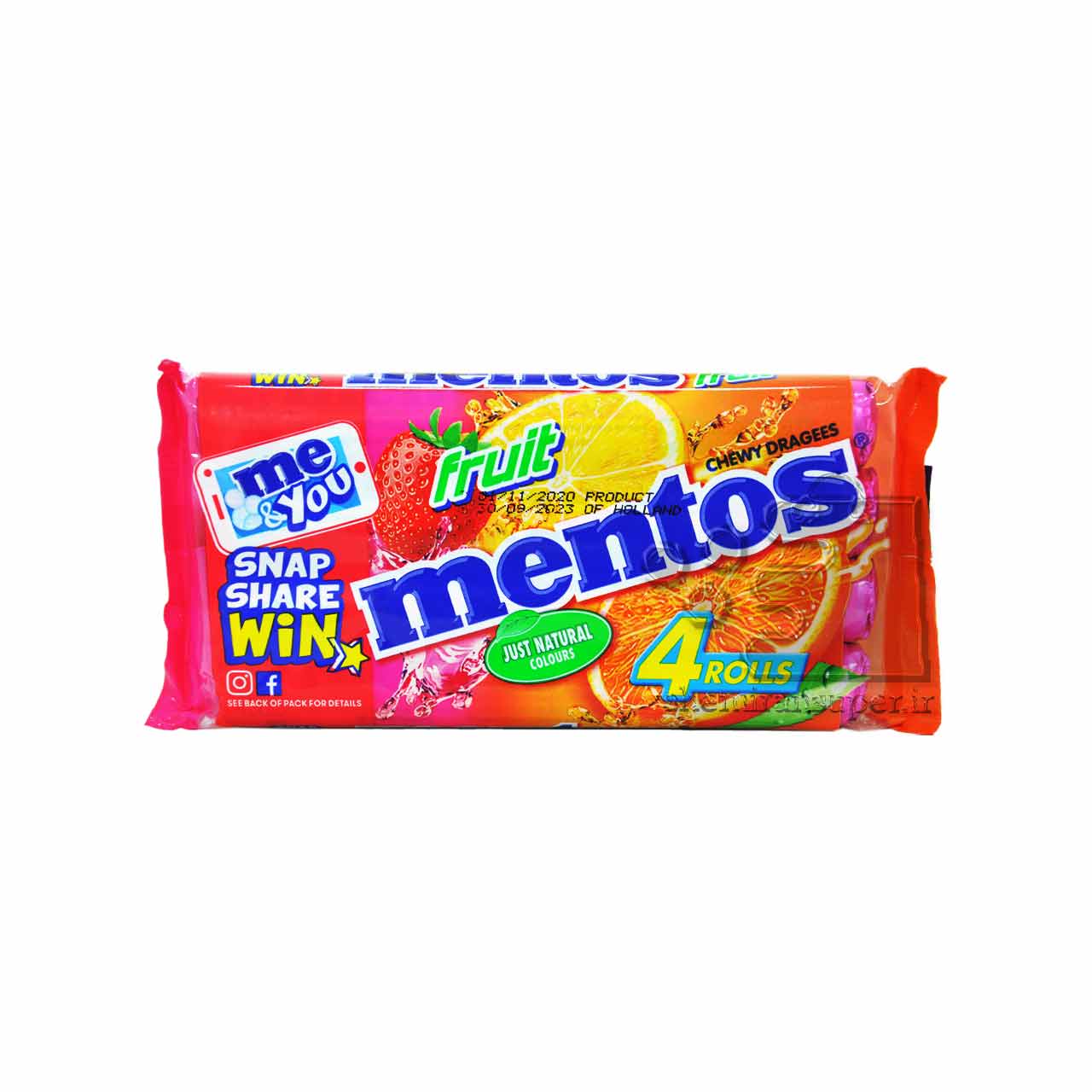 پک چهار تایی دراژه میوه ای 3 طعم منتوس - mentos
