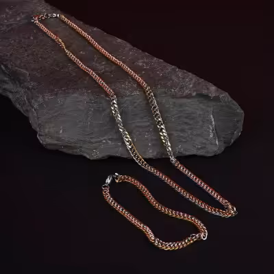 نیم ست استیل زنجیر دو رنگ مدل XD88