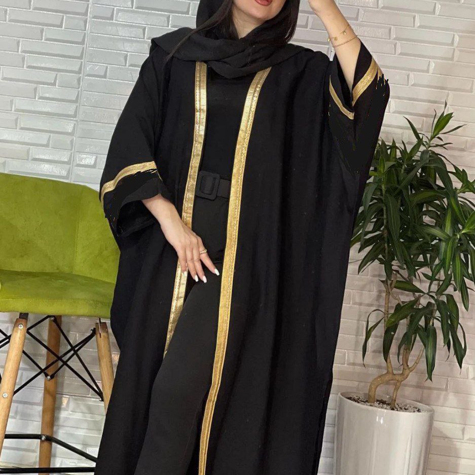 مانتو عبایی زیبای شهرزاد با جنس حریر جت بلک