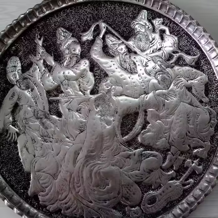 سینی مسی قلم زنی بزرگ 65 سانت