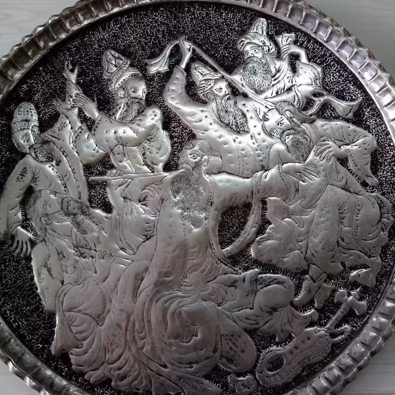 سینی مسی قلم زنی بزرگ 65 سانت