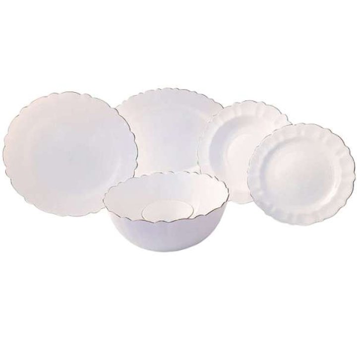 سرویس غذا خوری 26 پارچه دینو مدل لب طلا +🎁🎁 یک بسته 6 عددی نمکدان آرکوپال با خرید این محصول