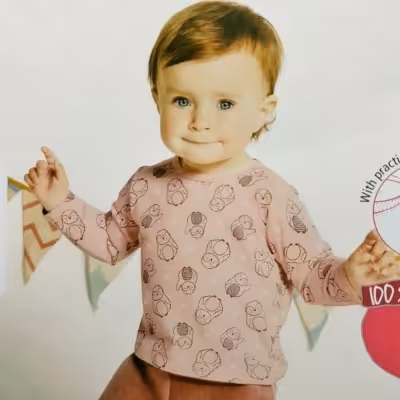 بلوز بچگانه برند آلمانی lupilu سایز 2تا6 ماه مدل پنگوئن بلوز لوپیلو