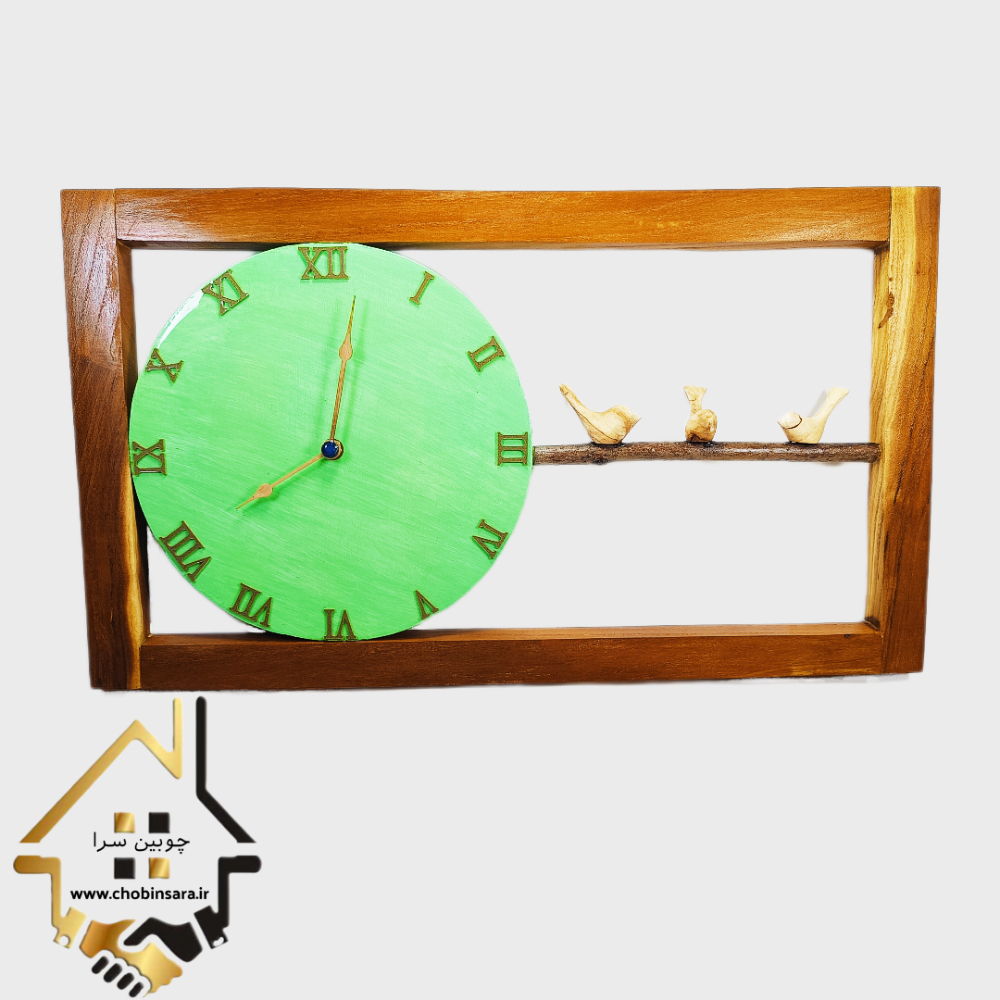 ساعت دیواری چوبی مدل پرنده