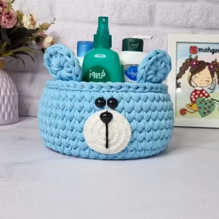 باکس نظم دهنده و سیسمونی کودک تریکو مدل خرس ابی