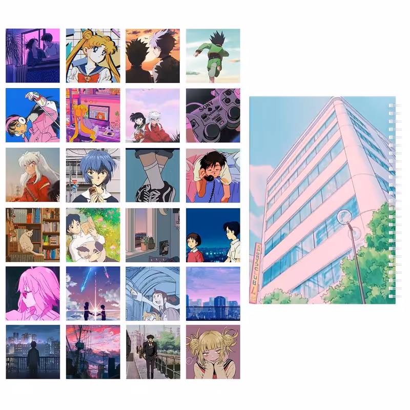 دفتر  یادداشت باژیکان طرح انیمه پنتون 90s کد 20111782 به همراه فتوکارت مجموعه 24 عددی