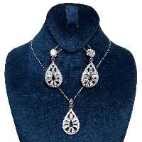 نیمست زنانه نقره وارداتی با روکش طلا سفید مدل اشک کد 20