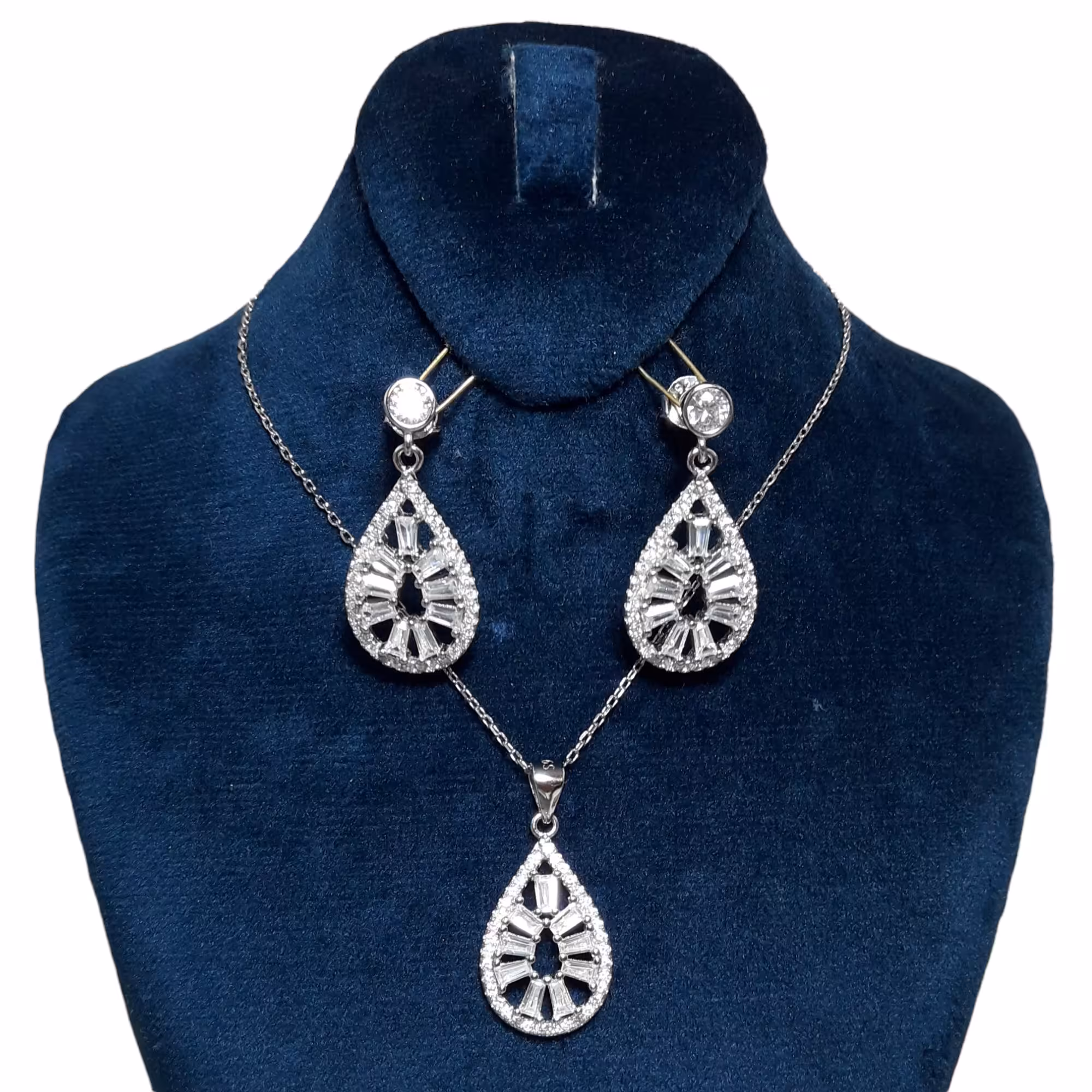 نیمست زنانه نقره وارداتی با روکش طلا سفید مدل اشک کد 20