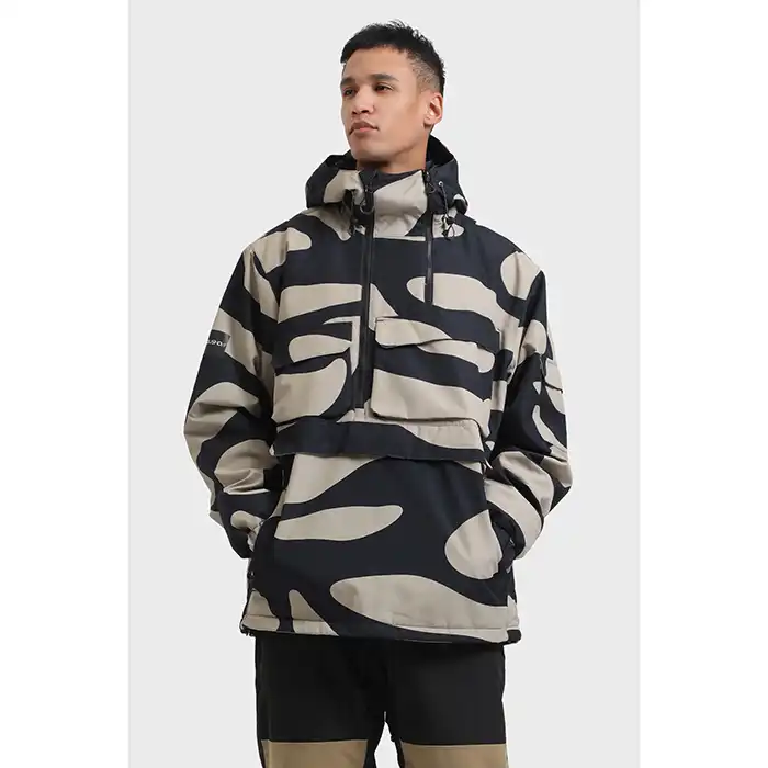 کاپشن اسکی مردانه GSOU SNOW GS2174 BLACK BEIGE