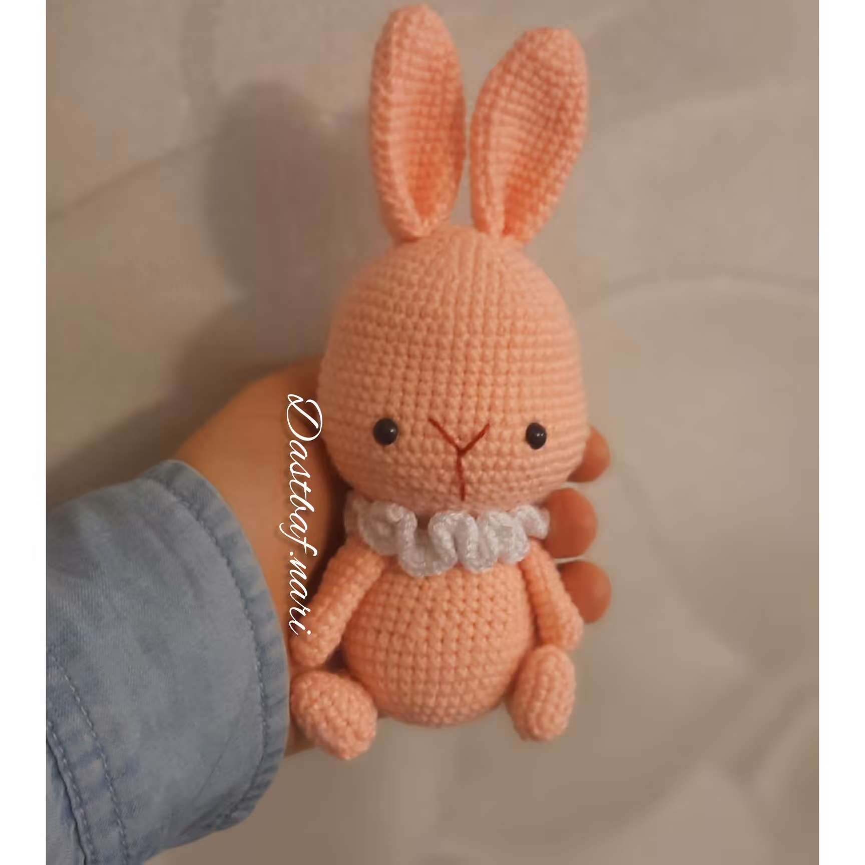 عروسک خرگوش کوچولو صورتی دستباف ناری