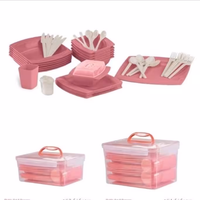 سرویس 55 پارچه مسافرتی پلاستیک تاپکو با کیفیت عالی موجود در رنگ سبز