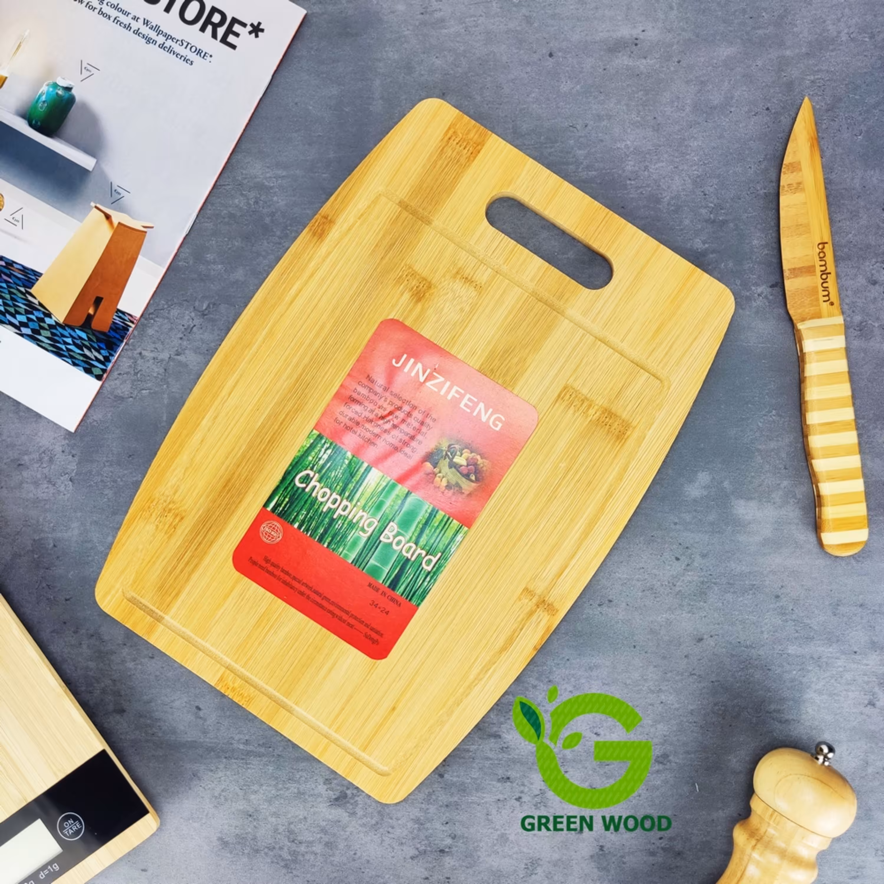 تخته برش گوشت چوبی بامبو کد Gw130601015