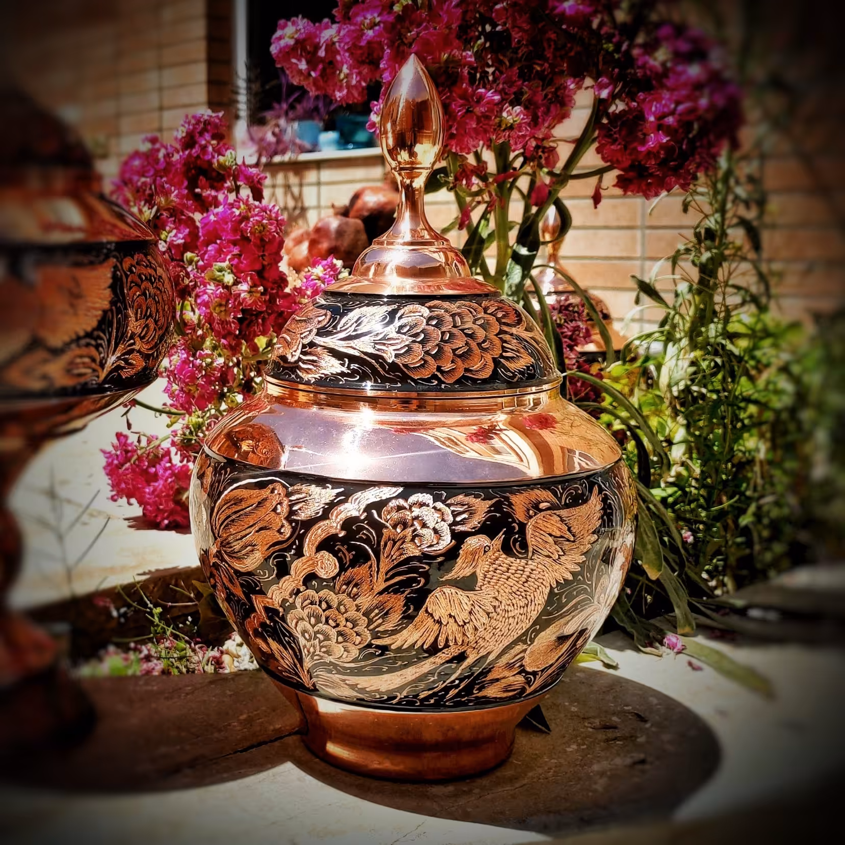 شکلات خوری مسی طرح الماس تراش مدل سیبی سایز 4