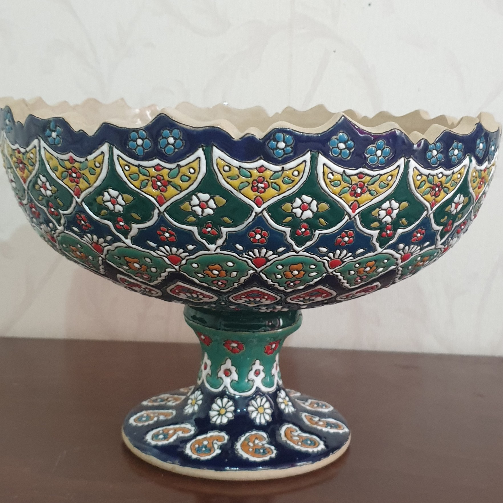 جام میوه و آجیل خوری سفالی میناکاری