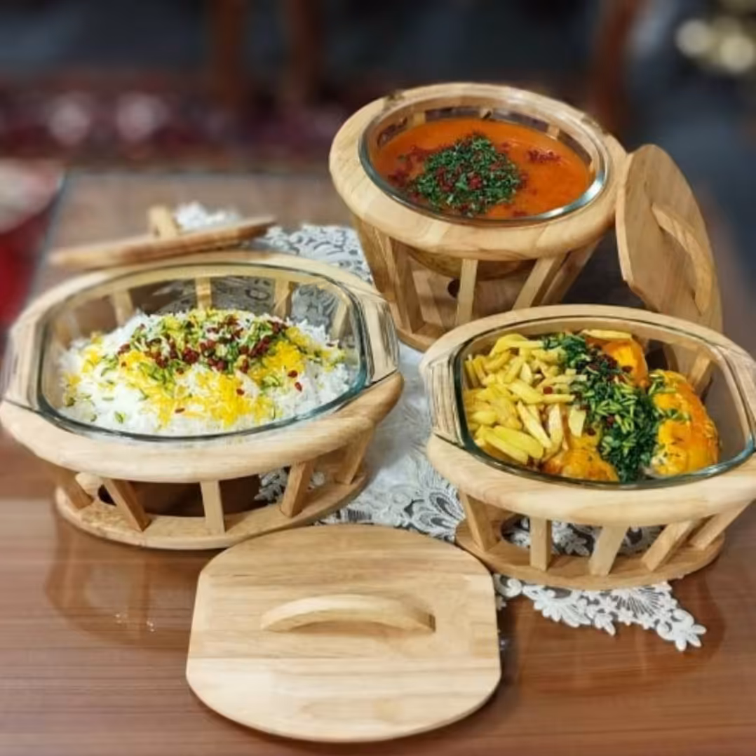 سرویس سوفله سه تیکه دارای جای وارمر شیشه ها شعله مستقیم بسیارزیبا وباکیفیت