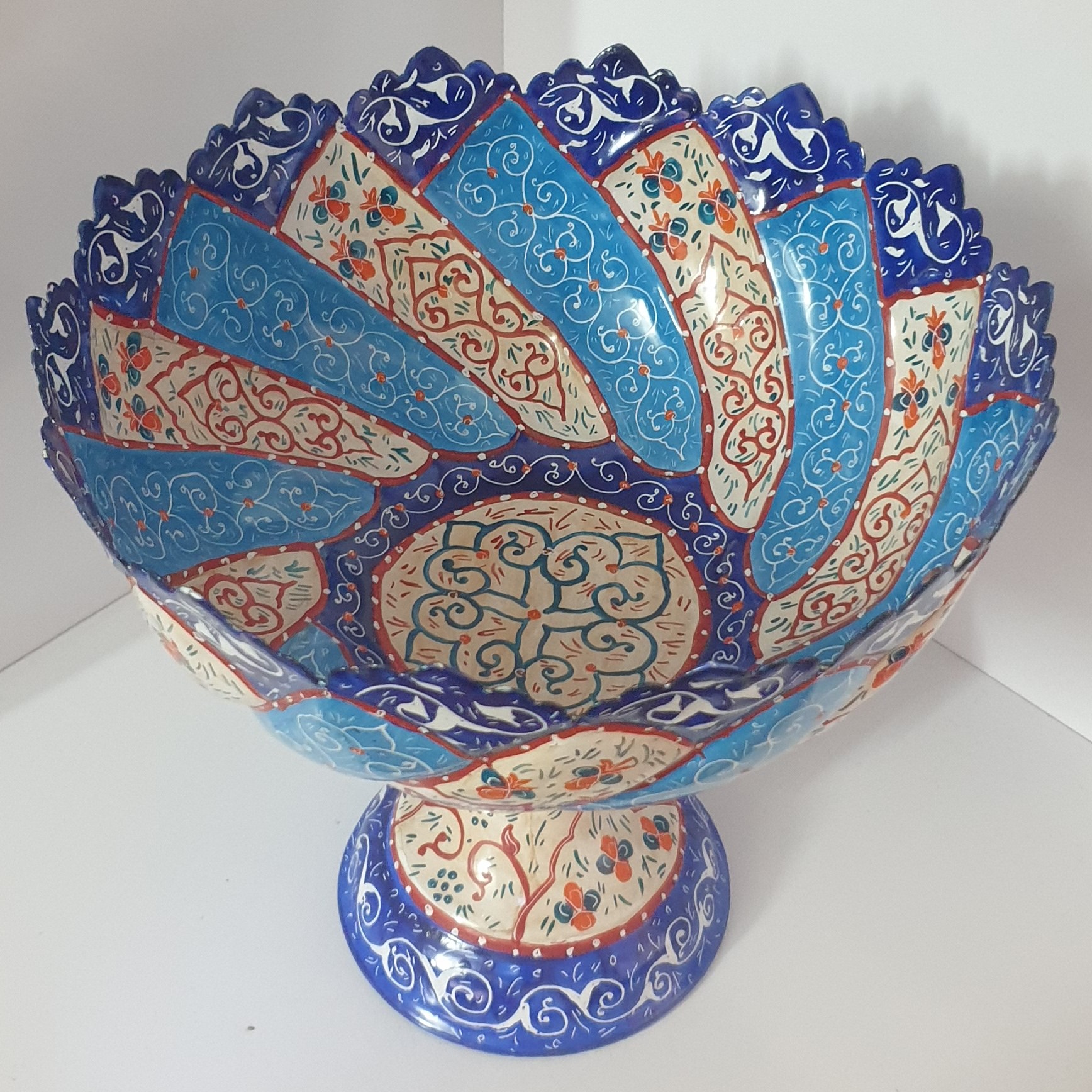 آجیل خوری پایه دار 25 سانتی میناکاری روی مس کد 7