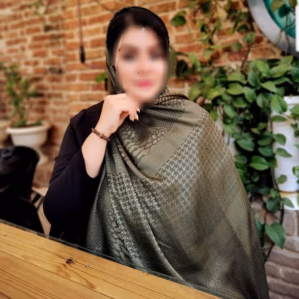 شال نخ ابریشم لمه دار  زیتونی 