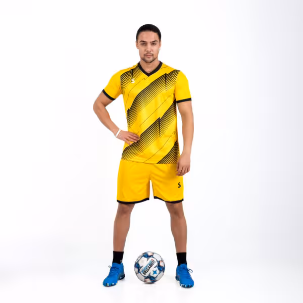 پیراهن شورت مدل نبضی زرد/مشکی کد 2231 سینا اسپرت