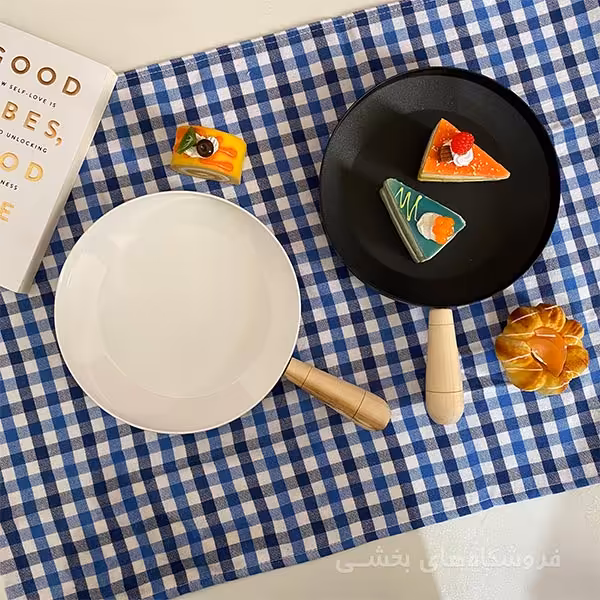 سینی سرو فلزی مدل دسته چوبی سایز بزرگ