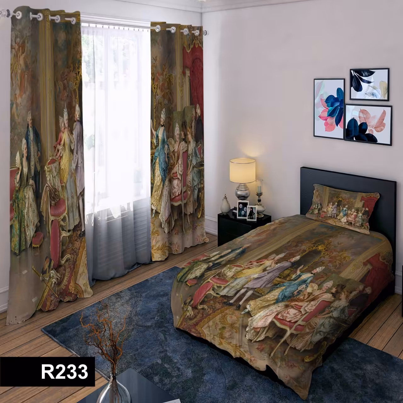 رو تختی یک نفره سه بعدی طرح سلطنتی 1