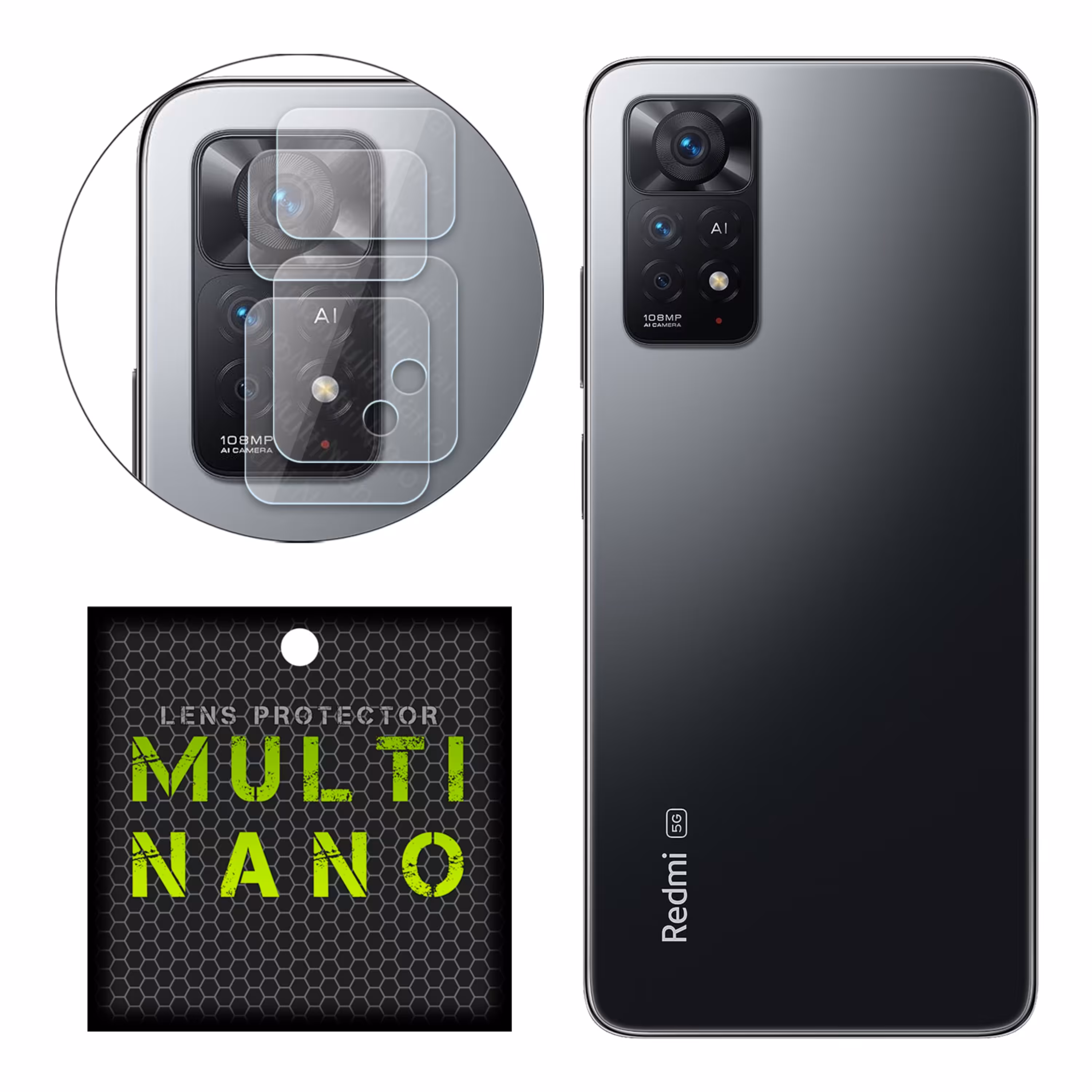 محافظ لنز دوربین MultiNano مدل X-L2N برای شیائومی Redmi Note 11 Pro بسته دو عددی