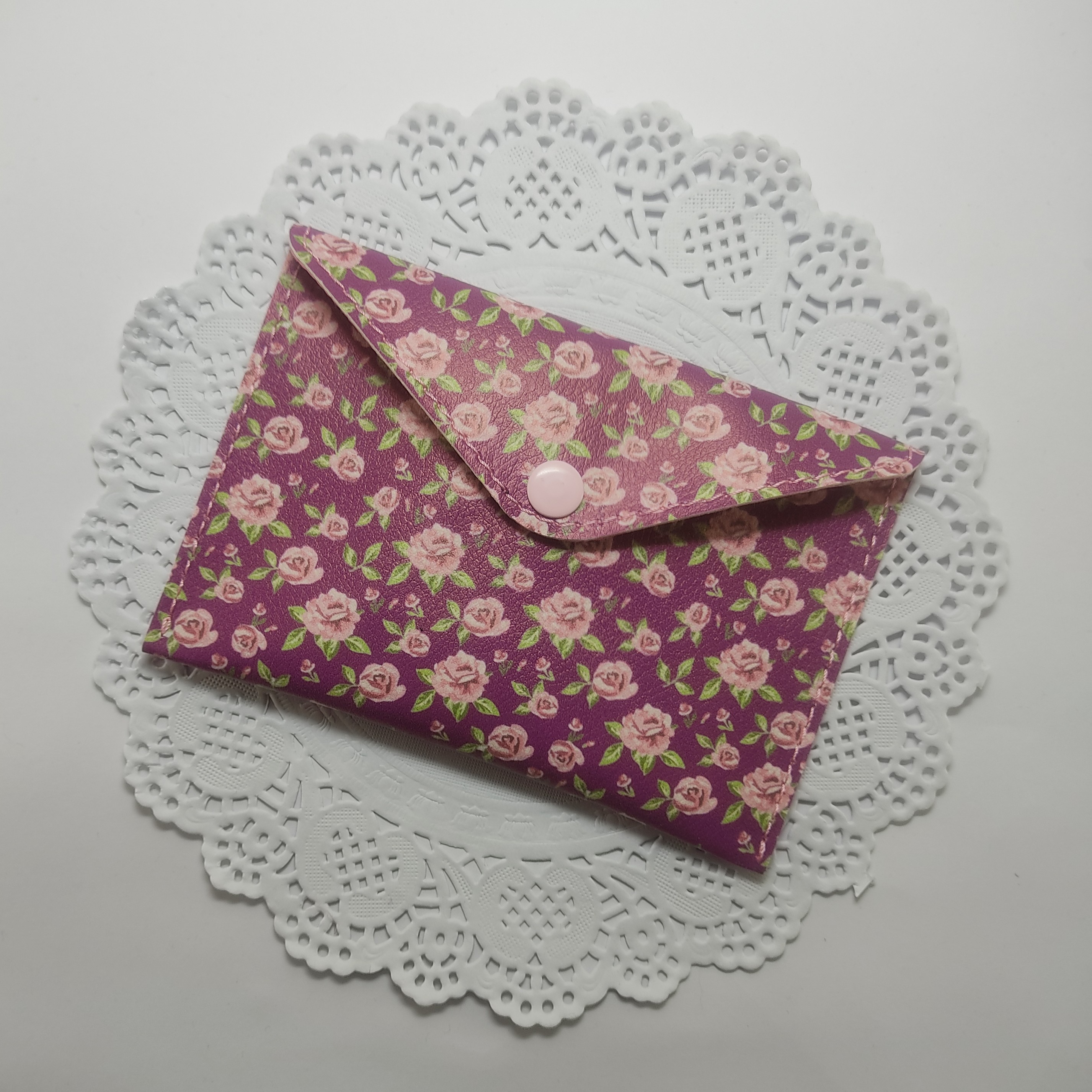 کیف دستمال چرمی گل گلی ریز بنفش با چرم مصنوعی فانتزی