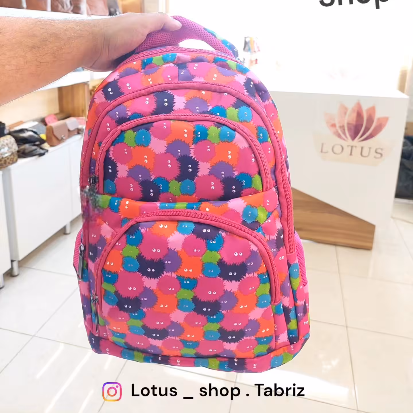 کوله پشتی مدرسه دخترانه پارچه درجه یک خارجی طرحدار تک رنگ 4 زیپ