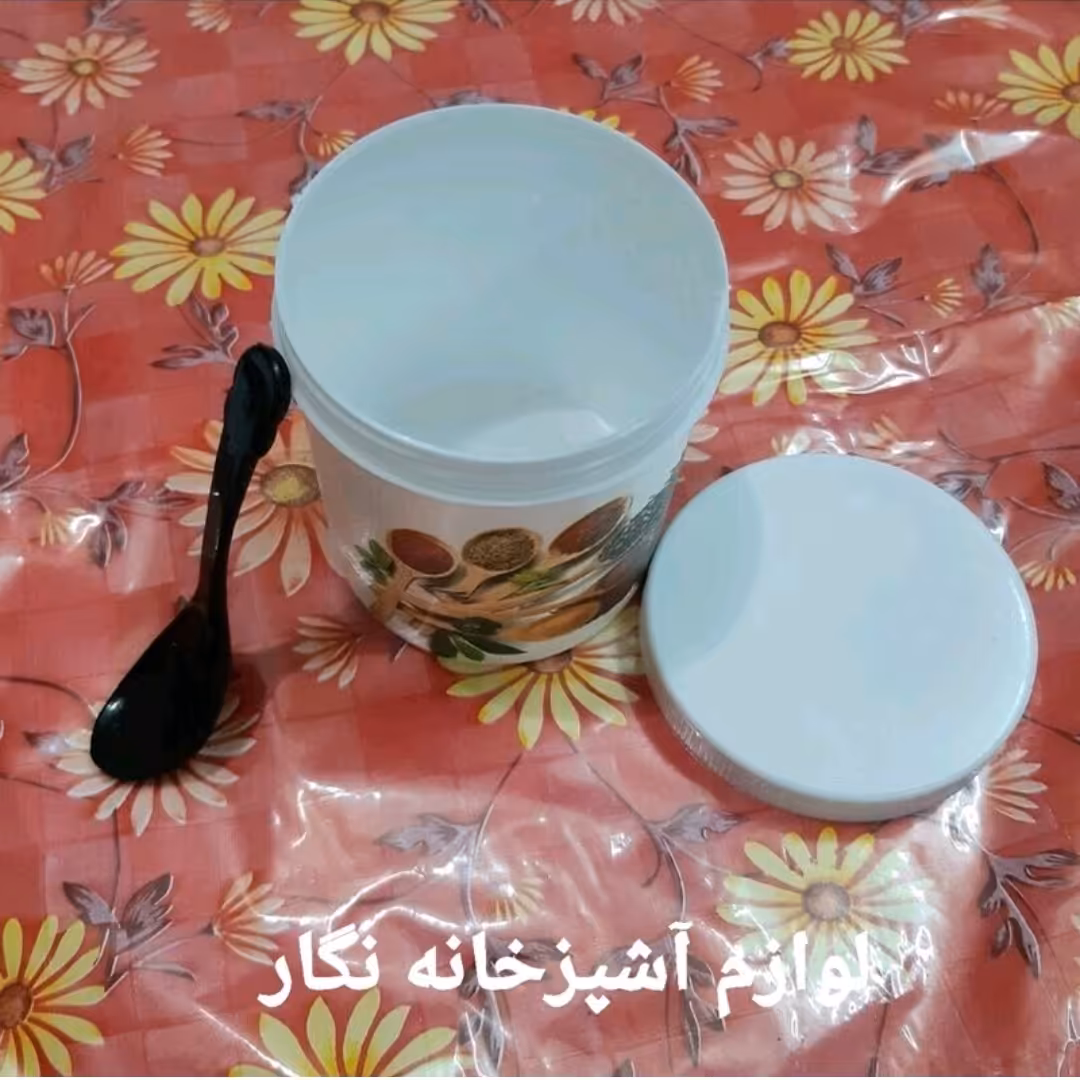 بانکه جا ادویه طرح دار بانکه ادویه جات با قاشق 